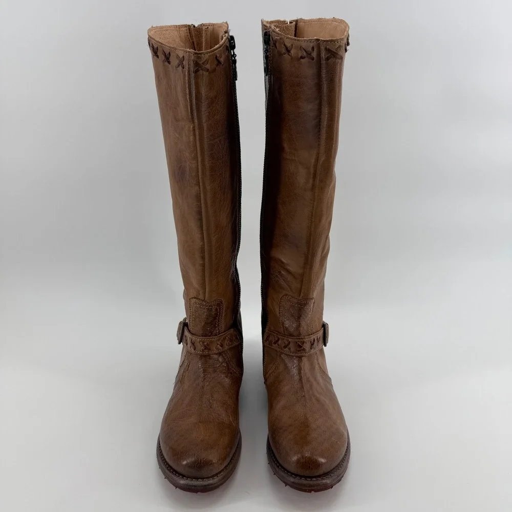 Bed‎ Stu Cobbler Series Distressed Riding Boots Womens 7 Brown Leather Tall